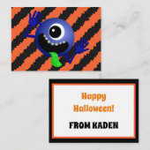 かわいい 面白い 子供たち ハロウィン 宇宙エイリアン メッセージカード ノートカード (正面/裏面)
