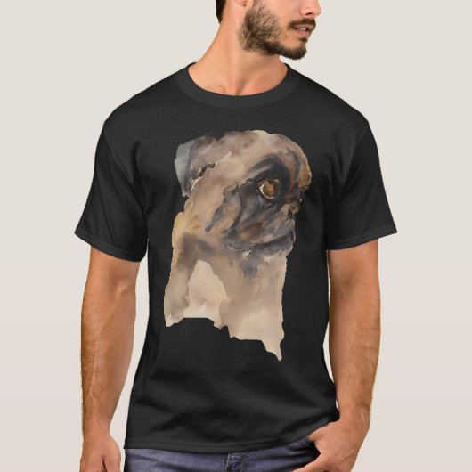 かわいい 面白い 狂った パグ Tシャツ (正面)