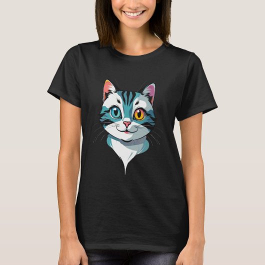 かわいい+面白い+猫+子猫+顔+愛好家 Tシャツ (正面)