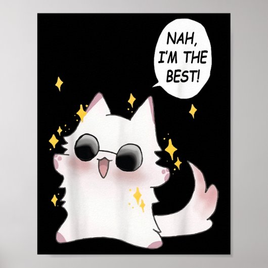 かわいい 面白い 猫 面白い アニメ ミーム えっ 私が一番だよ ゴー ポスター (正面)