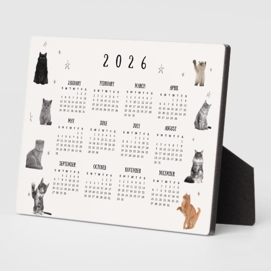 かわいい+面白い+猫+2026年+カレンダー フォトプラーク (側面)