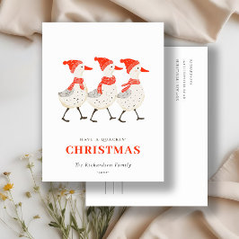 かわいい 面白い 赤い 冬の あかうくっくるクリスマス シーズンポストカード