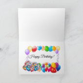 かわいい、風カラフル船、花火、ハッピーバースデー カード (内部)