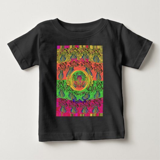 かわいい 食べる 愛 遊ぶ ハクナ・マタタ カラフルデザイン ベビーTシャツ (正面)