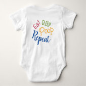 かわいい 食事 寝る うんち 繰り返す ベビーボディスーツ (裏面)
