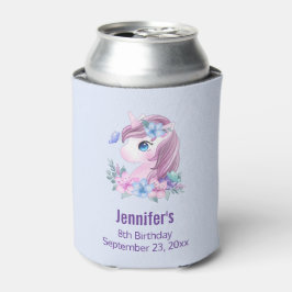 かわいい&魔法のベビーユニコーンと大きな目誕生日 缶クーラー