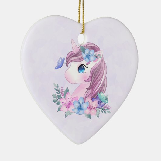 かわいい&魔法のベビーユニコーンと大きな目誕生 セラミックオーナメント (右)