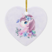 かわいい&魔法のベビーユニコーンと大きな目誕生 セラミックオーナメント (正面)
