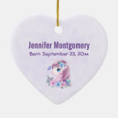 かわいい&魔法のベビーユニコーンと大きな目誕生 セラミックオーナメント (裏面)