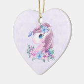 かわいい&魔法のベビーユニコーンと大きな目誕生 セラミックオーナメント (左)