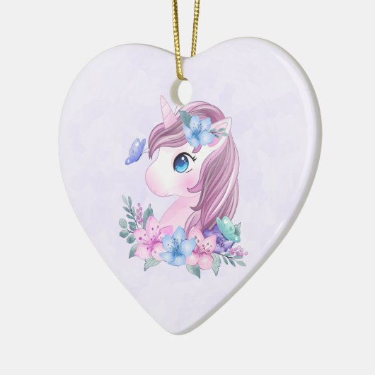 かわいい&魔法のベビーユニコーンと大きな目誕生 セラミックオーナメント (左)