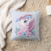 かわいい&魔法のベビーユニコーンと大きな目 クッション (ブランケット)