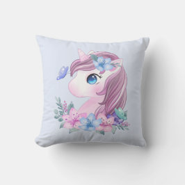 かわいい&魔法のベビーユニコーンと大きな目 クッション