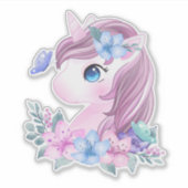 かわいい&魔法のベビーユニコーンと大きな目 シール (正面)
