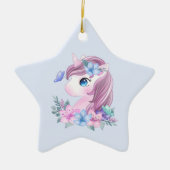 かわいい&魔法のベビーユニコーンと大きな目 セラミックオーナメント (正面)