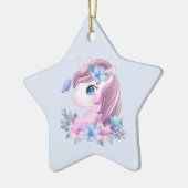 かわいい&魔法のベビーユニコーンと大きな目 セラミックオーナメント (左)