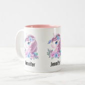 かわいい&魔法のベビーユニコーンと大きな目 ツートーンマグカップ (正面左)