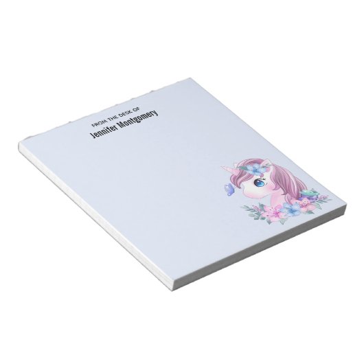 かわいい&魔法のベビーユニコーンと大きな目 ノートパッド (アングル)