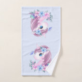 かわいい&魔法のベビーユニコーンと大きな目 バスタオルセット (ハンドタオル)