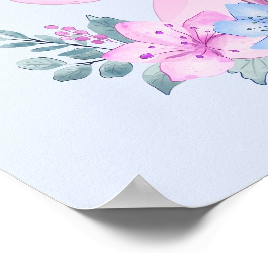 かわいい&魔法のベビーユニコーンと大きな目 ポスター (角)