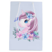 かわいい&魔法のベビーユニコーンと大きな目 ミディアムペーパーバッグ (裏面)