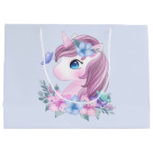 かわいい&魔法のベビーユニコーンと大きな目 ラージペーパーバッグ (裏面)