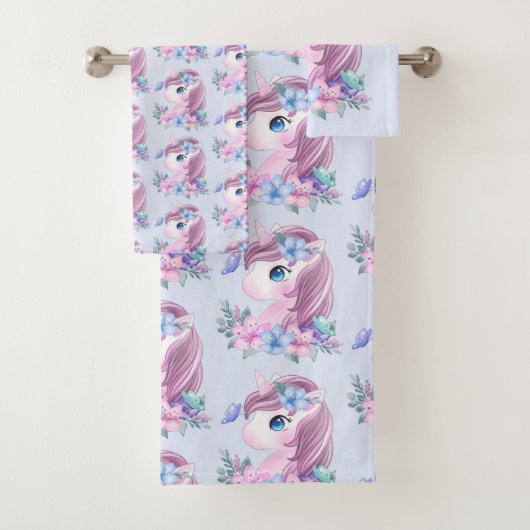 かわいい&魔法のベビーユニコーンパターン バスタオルセット (インサイチュ)