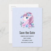 かわいい&魔法のベビーユニコーン日付を保存 インビテーションポストカード (正面/裏面)