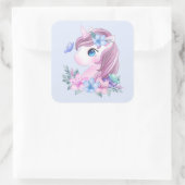 かわいい&魔法のベビーユニコーン水色 スクエアシール (バッグ)