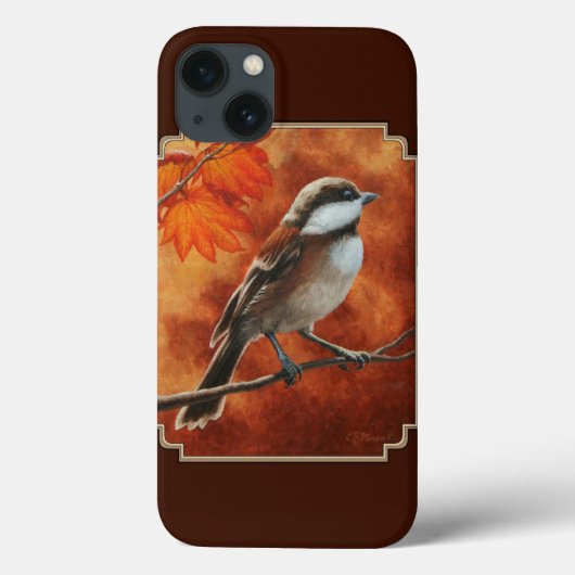 かわいい《鳥》アメリカゴガラと紅葉 Case-Mate iPhoneケース (裏面)