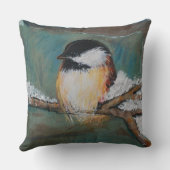 かわいい《鳥》アメリカゴガラウィンターブラックキャップ クッション (裏面)