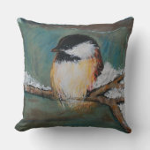 かわいい《鳥》アメリカゴガラウィンターブラックキャップ クッション (正面)