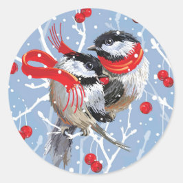 かわいい《鳥》アメリカゴガラクリスマス ラウンドシール