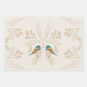 かわいい《鳥》アメリカゴガラトリオデカップギフト ラッピングペーパーシート (正面)