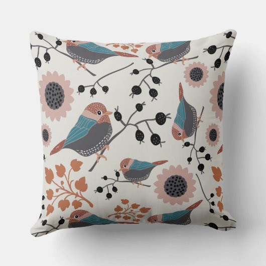 かわいい《鳥》アメリカゴガラパターン クッション (裏面)