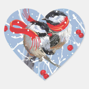 かわいい《鳥》アメリカゴガララブクリスマス ハートシール