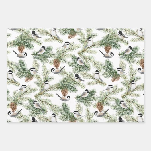 かわいい《鳥》アメリカゴガラ水色クリスマス ラッピングペーパーシート (正面)