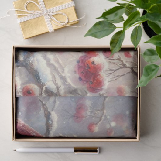 かわいい（鳥）ショウジョウコウカンチョウカップル素朴の森の切り離し 薄葉紙 (ギフト)