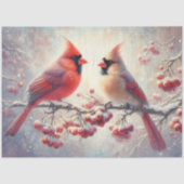 かわいい（鳥）ショウジョウコウカンチョウカップル素朴の森の切り離し 薄葉紙 (正面)