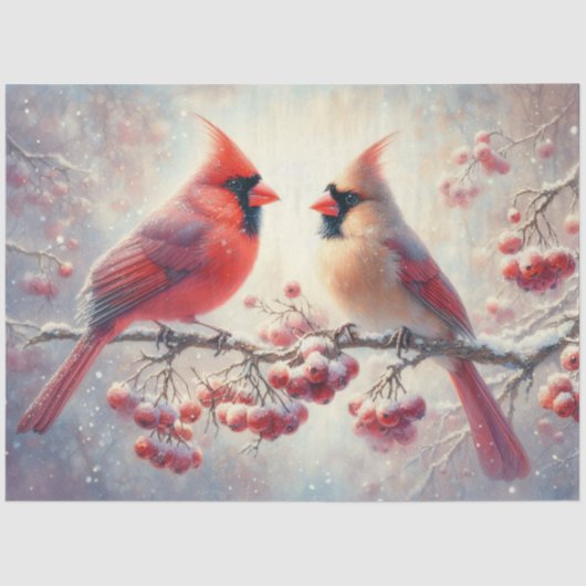 かわいい(鳥)ショウジョウコウカンチョウカップル素朴の森の切り離し 薄葉紙 (正面)