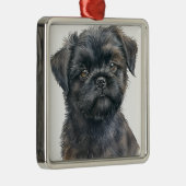 かわいい 黒い モンキー犬の子犬 メタルオーナメント (右)
