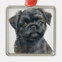 かわいい 黒い モンキー犬の子犬 メタルオーナメント