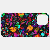 かわいい 黒い 色とりどりの 抽象的な 花 Case-Mate iPhoneケース (裏面 (横))