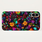 かわいい 黒い 色とりどりの 抽象的な 花 Case-Mate iPhoneケース (裏面(横))