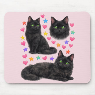 かわいい 黒猫 にじいろ ペットママ マウスパッド