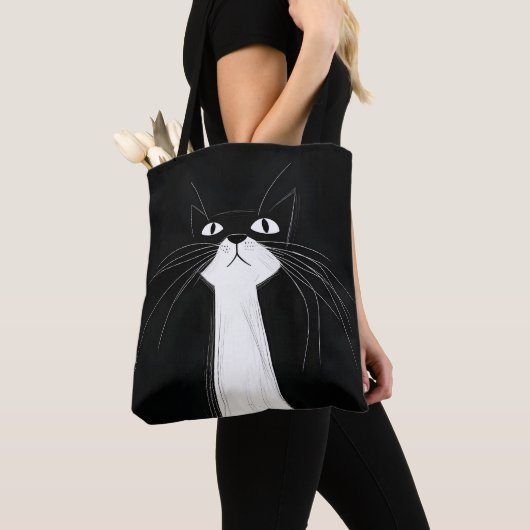 かわいい 黒猫 トートバッグ (クローズアップ)