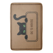 かわいい 黒猫 看板 おうち オーダーメイド ネーム バスマット (正面縦)