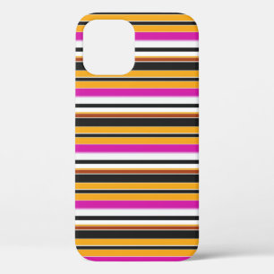 かわいい 黒 オレンジ ストライプ iPhone 12 PROケース