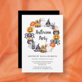 かわいい 黒 ハッピーハロウィン イラスト パーティー 招待状
