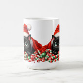 かわいい 黒 子猫 キャンディケーン と 帽子 コーヒーマグカップ (中央)